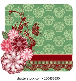 abstract vector flower background with butterfly. invitation card