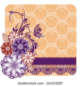 abstract vector flower background with butterfly. invitation card