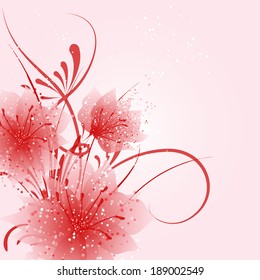 abstract vector flower background with butterfly