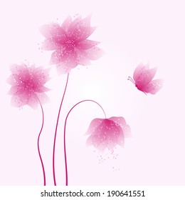 abstract vector flower background with butterfly