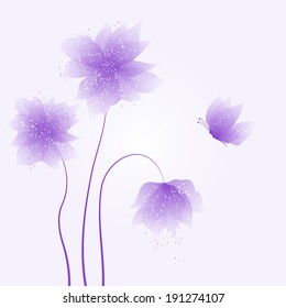 abstract vector flower background with butterfly