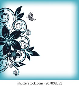 abstract vector flower background with butterfly