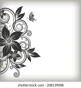abstract vector flower background with butterfly