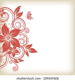 abstract vector flower background with butterfly