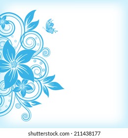 abstract vector flower background with butterfly