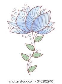 Abstract vector flower. Cute color doodle flower. 