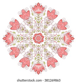 Abstract vector flower. Cute colorful doodle flower. Sweet floral pattern.