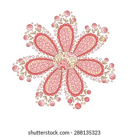 Abstract vector flower. Cute doodle flower.
