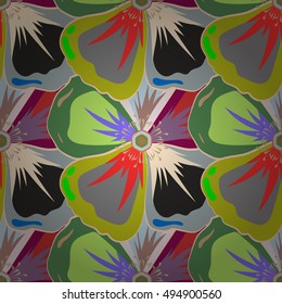 Abstract vector flower design. Varicolored background. Floral watercolor effect. Textile print for bed linen, jacket, package design, fabric and fashion concepts.