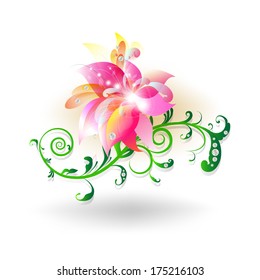 Abstract vector flower with diamonds