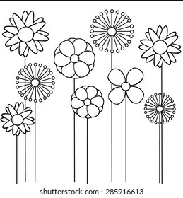 Abstract vector flower pattern. Black and white. Backgrounds & textures shop.