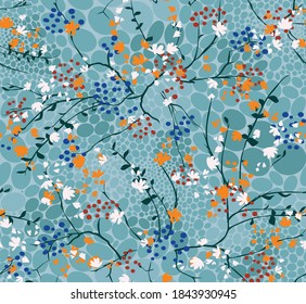 Abstract vector flower pattern on grey background
