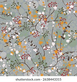 Abstract vector flower pattern on grey background