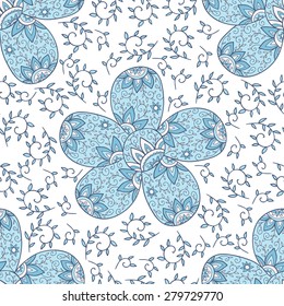 Abstract vector flower seamless pattern. Cute doodle seamless pattern.