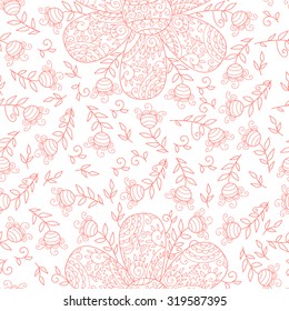 Abstract vector flower seamless pattern. Cute floral wedding print.
