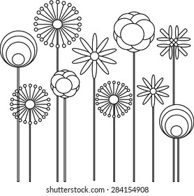 Abstract vector flower set. Black on white. Backgrounds & textures shop.
