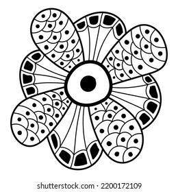 Abstract vector flower sketch doodle hand drawn.