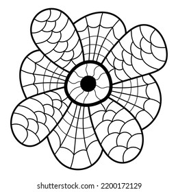Abstract vector flower sketch doodle hand drawn.