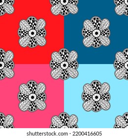 Abstract vector flower sketch doodle hand drawn seamless background.