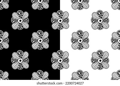 Abstract vector flower sketch doodle hand drawn seamless background.