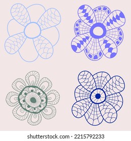 Resumen de dibujo de flores vectoriales dibujado a mano.