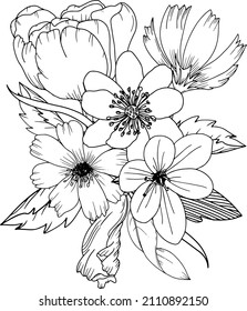 Página de coloreado de flores vectoriales abstractas