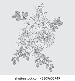 Página de coloreado de flores vectoriales abstractas
