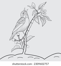 Abstract vector flowers coloring page
