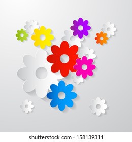 Abstract Vector Flowers Cut From Paper Background