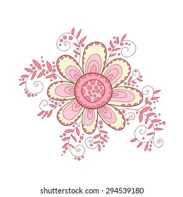Abstract vector flowers. Cute doodle flowers.