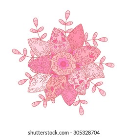 Abstract vector flowers. Cute doodle flowers.