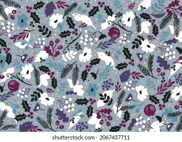 abstract vector flowers full arrangement, all over design with solid background for textile printing factory