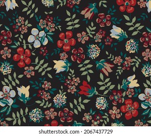 abstract vector flowers full arrangement, all over design with solid background for textile printing factory