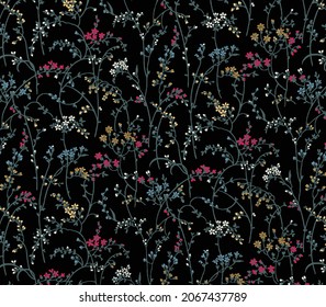 abstract vector flowers full arrangement, all over design with solid background for textile printing factory