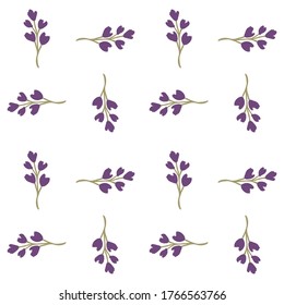 Abstract vector flowers repeat pattern. Seamless pattern with purple flowers in heart shape on white background for fabric wallpaper pottery pattern and more