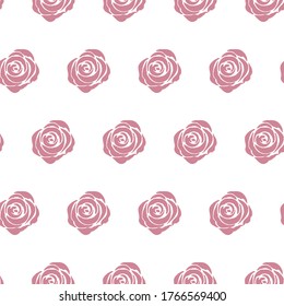 Abstract vector flowers repeat pattern in pastel color. Seamless pattern with pink roses on white background for fabric wallpaper textile and more