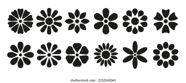 Abstrakte Vektorblumen, Silhouetten einzeln. Blumengeometrische Icon-Set