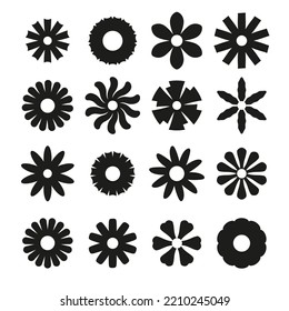 Abstract vector flowers silhouettes isolated. Floral geometric icon set