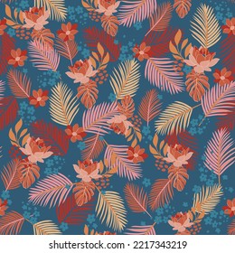 Abstract vector flowers in trending colors