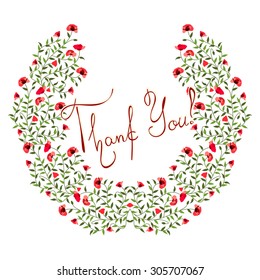 Abstract vector flowers. Words of thanks to the colors. Thank you.