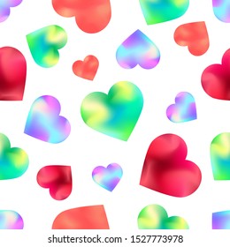 Abstract vector flowing heart seamless pattern. Multi-colored silhouette heart seamless texture. Valentine's Day. Love. Wedding. Template. Textiles, wrapping paper, wallpaper design. Isolated object