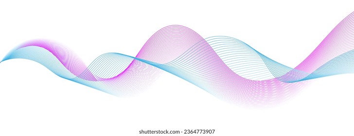 Abstract Vector flowing wave lines, dynamic colorful blue and pink isolated on white background . concept of AI technology, digital, communication, science, music