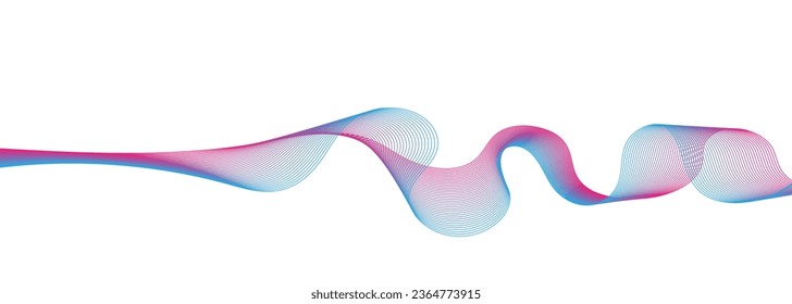 Abstract Vector flowing wave lines, dynamic colorful blue and pink isolated on white background . concept of AI technology, digital, communication, science, music