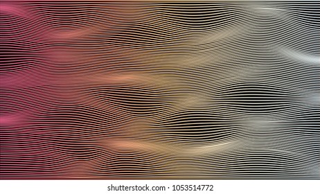 Abstract vector flowing wavy colorful lines pattern isolated on black background for design element, banner, background