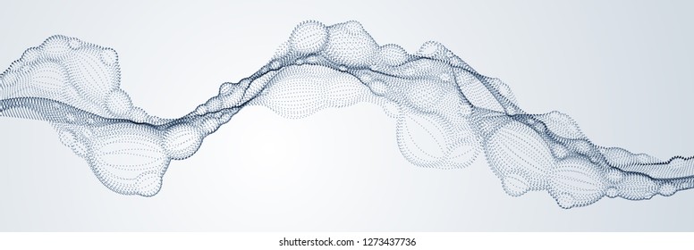Abstract vector flowing wide wallpaper background. Biological mutation, microscopic virus, dotted particles shape, nano technology. Abstract flowing wide wallpaper background.