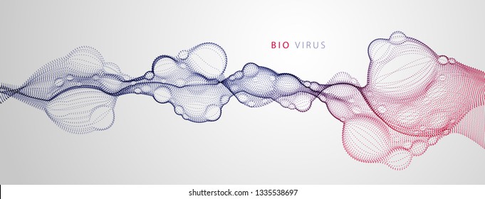 Abstract vector flowing wide wallpaper background. Biological mutation, microscopic virus, dotted particles shape, nano technology. Abstract flowing wide wallpaper background.