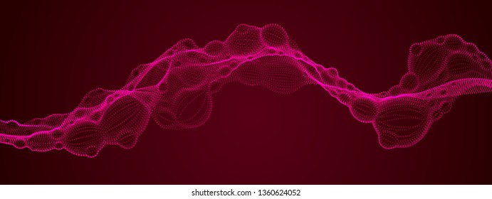 Abstract vector flowing wide wallpaper background. Biological mutation, microscopic virus, dotted particles shape, nano technology. Abstract flowing wide wallpaper background.