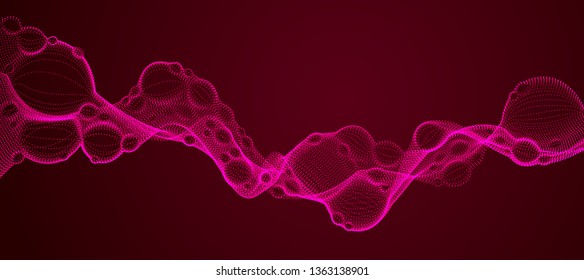 Abstract vector flowing wide wallpaper background. Biological mutation, microscopic virus, dotted particles shape, nano technology. Abstract flowing wide wallpaper background.