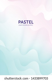Abstract vector fluid modern minimal background. Futuristic flowing wave shape . Blue to pink pastel romantic gradient. Design element for verical poster, banner, cover, flyer, wedding decoration