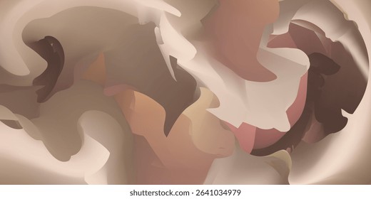 Abstract vector with fluid twirl shapes in earthy tones. Perfect for backgrounds, branding, packaging, posters, and digital art. Stylish and contemporary design for versatile use.